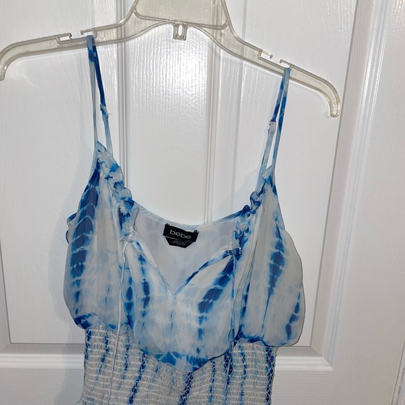 Blue and white Bebe tie dye mini sundress - Picture 2 of 5